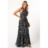 Petal & Pup Women’s Lennon Halterneck Maxi Dress(Black Floral)