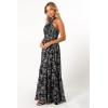 Petal & Pup Women’s Lennon Halterneck Maxi Dress(Black Floral)