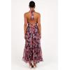 Petal & Pup Women’s Lennon Halterneck Maxi Dress(Navy Floral)