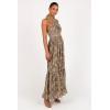 Petal & Pup Women’s Lennon Halterneck Maxi Dress(Olive Floral)
