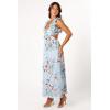 Petal & Pup Women’s Lucah Frill Shoulder Maxi Dress(Blue Floral)