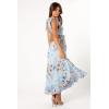 Petal & Pup Women’s Lucah Frill Shoulder Maxi Dress(Blue Floral)