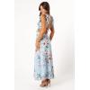 Petal & Pup Women’s Lucah Frill Shoulder Maxi Dress(Blue Floral)
