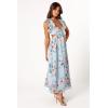Petal & Pup Women’s Lucah Frill Shoulder Maxi Dress(Blue Floral)