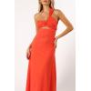 Petal & Pup Womens Luna One Shoulder Maxi Dress(Tangerine)