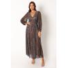 Petal & Pup Women’s Lustre Long Sleeve Midi Dress(Bronze)