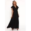 Petal & Pup Womens Maverick Wrap Maxi Dress(Black)