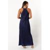 Petal & Pup Women’s Melody Plisse Halter Maxi Dress(Navy)