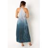 Petal & Pup Women’s Melody Plisse Halter Maxi Dress(Navy Gradient)