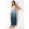 Petal & Pup Women’s Melody Plisse Halter Maxi Dress(Navy Gradient)