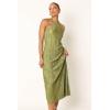 Petal & Pup Women’s Melody Plisse Halter Maxi Dress(Olive)