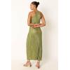 Petal & Pup Women’s Melody Plisse Halter Maxi Dress(Olive)