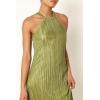 Petal & Pup Women’s Melody Plisse Halter Maxi Dress(Olive)