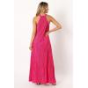 Petal & Pup Women’s Melody Plisse Halter Maxi Dress(Pink)