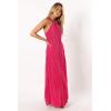 Petal & Pup Women’s Melody Plisse Halter Maxi Dress(Pink)