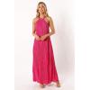 Petal & Pup Women’s Melody Plisse Halter Maxi Dress(Pink)