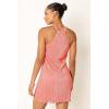Petal & Pup Womens Melody Plisse Halter Mini Dress(Coral)
