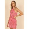 Petal & Pup Womens Melody Plisse Halter Mini Dress(Hot Pink)