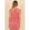 Petal & Pup Womens Melody Plisse Halter Mini Dress(Hot Pink)