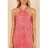 Petal & Pup Womens Melody Plisse Halter Mini Dress(Hot Pink)