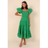 Petal & Pup Women’s Morgan Tiered Dress(Green)