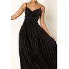 Petal & Pup Womens Naira Pleated Maxi Dress(Black)