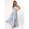 Petal & Pup Womens Naira Pleated Maxi Dress(Blue Floral)