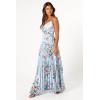 Petal & Pup Womens Naira Pleated Maxi Dress(Blue Floral)