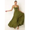 Petal & Pup Womens Naira Pleated Maxi Dress(Palm Green)