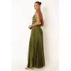 Petal & Pup Womens Naira Pleated Maxi Dress(Palm Green)