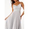 Petal & Pup Womens Naira Pleated Maxi Dress(Silver)