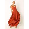 Petal & Pup Womens Naira Pleated Maxi Dress(Sunset Orange)