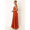 Petal & Pup Womens Naira Pleated Maxi Dress(Sunset Orange)