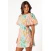 Petal & Pup Women’s Natalie Puff Sleeve Mini Dress(Coral Print)