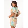 Petal & Pup Women’s Natalie Puff Sleeve Mini Dress(Coral Print)