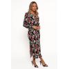 Petal & Pup Womens Pontee One Shoulder Pleated Midi Dress(Black Rose Print)