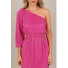 Petal & Pup Womens Pontee One Shoulder Pleated Midi Dress(Orchid)