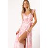 Petal & Pup Womens Rori Ruffle Maxi Dress(Pink Floral)