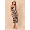 Petal & Pup Women’s Saga Cut Out Midi Dress(Black Floral)