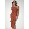 Petal & Pup Womens Santiago Off Shoulder Midi Dress(Bronze)
