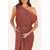 Petal & Pup Womens Santiago Off Shoulder Midi Dress(Bronze)