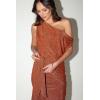 Petal & Pup Womens Santiago Off Shoulder Midi Dress(Bronze)