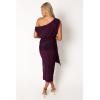 Petal & Pup Womens Santiago Off Shoulder Midi Dress(Purple)