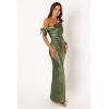 Petal & Pup Women’s Selma Off Shoulder Maxi Dress(Olive)