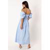 Petal & Pup Women’s Solana Off Shoulder Midi Dress(Blue)