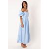 Petal & Pup Women’s Solana Off Shoulder Midi Dress(Blue)