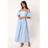 Petal & Pup Women’s Solana Off Shoulder Midi Dress(Blue)