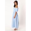 Petal & Pup Women’s Solana Off Shoulder Midi Dress(Blue)