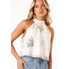 Petal & Pup Women’s Willa Halterneck Top(White Floral)