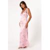 Petal & Pup Womens Xavier Bow Shoulder Maxi Dress(Pink Floral)